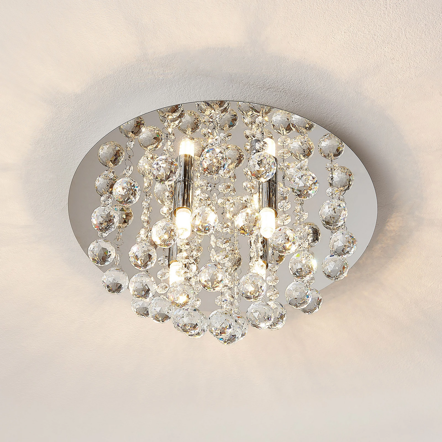 B-Ware Lindby Deckenleuchte Antonino Leuchte Kristall G9 4 Flammig Rund 35 Cm Chrom