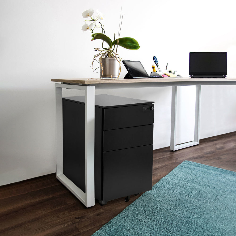 hjh OFFICE Rollcontainer COLOR OS I Schrank Metall schwarz Zahlenschloss Büro - 4064323014881