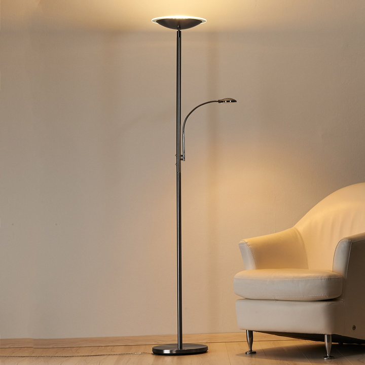Malea Led Deckenfluter Deckenlampe Deckenleuchte Lampe Leuchte Lesearm Nickel B-Ware - 6291105701631