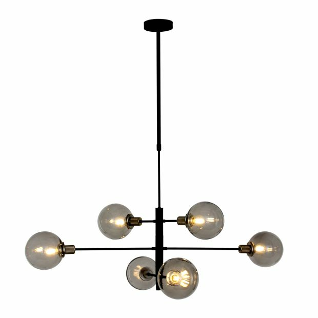 Steinhauer Pendelleuchte Constellation Hängeleuchte Lampe Leuchte 6 fl. Schwarz