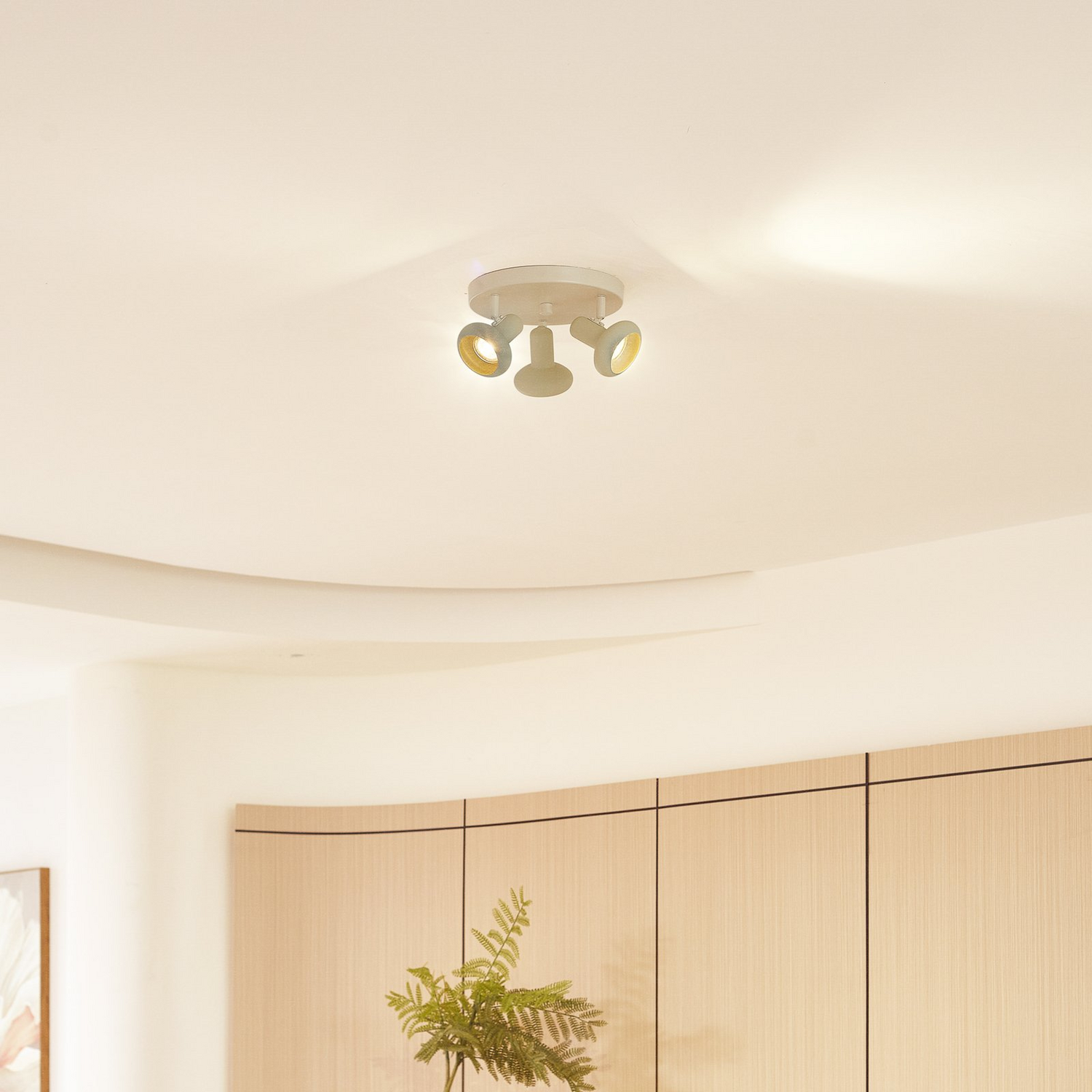 B-Ware Lindby Deckenstrahler Huby Deckenlampe Leuchte 3 Flammig Creme/Hellgrün Eisen267