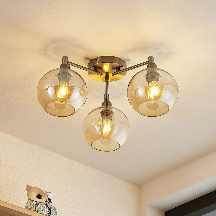 Lindby Jemissa Deckenlampe 3-flammig amber Deckenlicht Lampe Leuchte Spot Licht