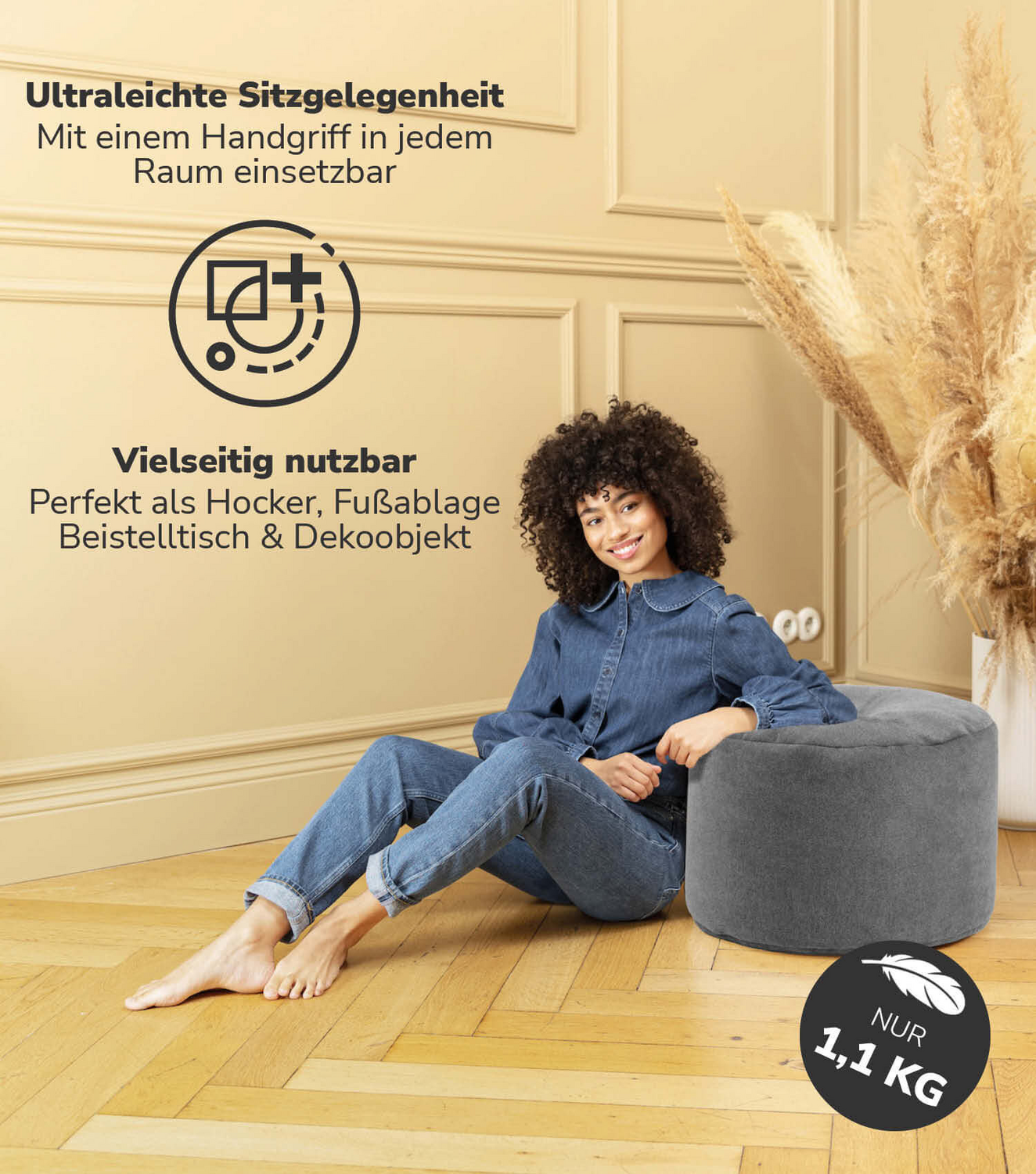 B-Ware Mokebo Minipouf, Hocker O. Bodenkissen 50x30cm 'Der Ruhepouf' Sitzhocker Rund &