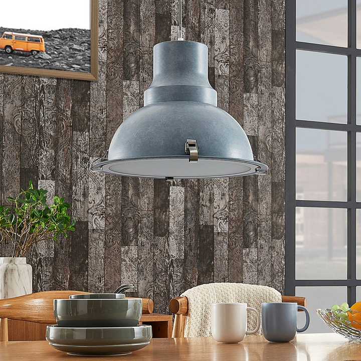 Lindby Betongraue Metallhängeleuchte Percival Deckenlampe Pendelleuchte E27 B-Ware