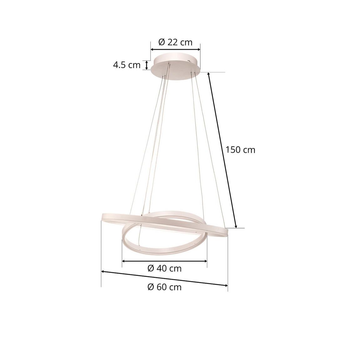 Arcchio Albiona LED-Hängeleuchte Hängeleuchte Hängelampe Leuchte weiß 2 Ringe