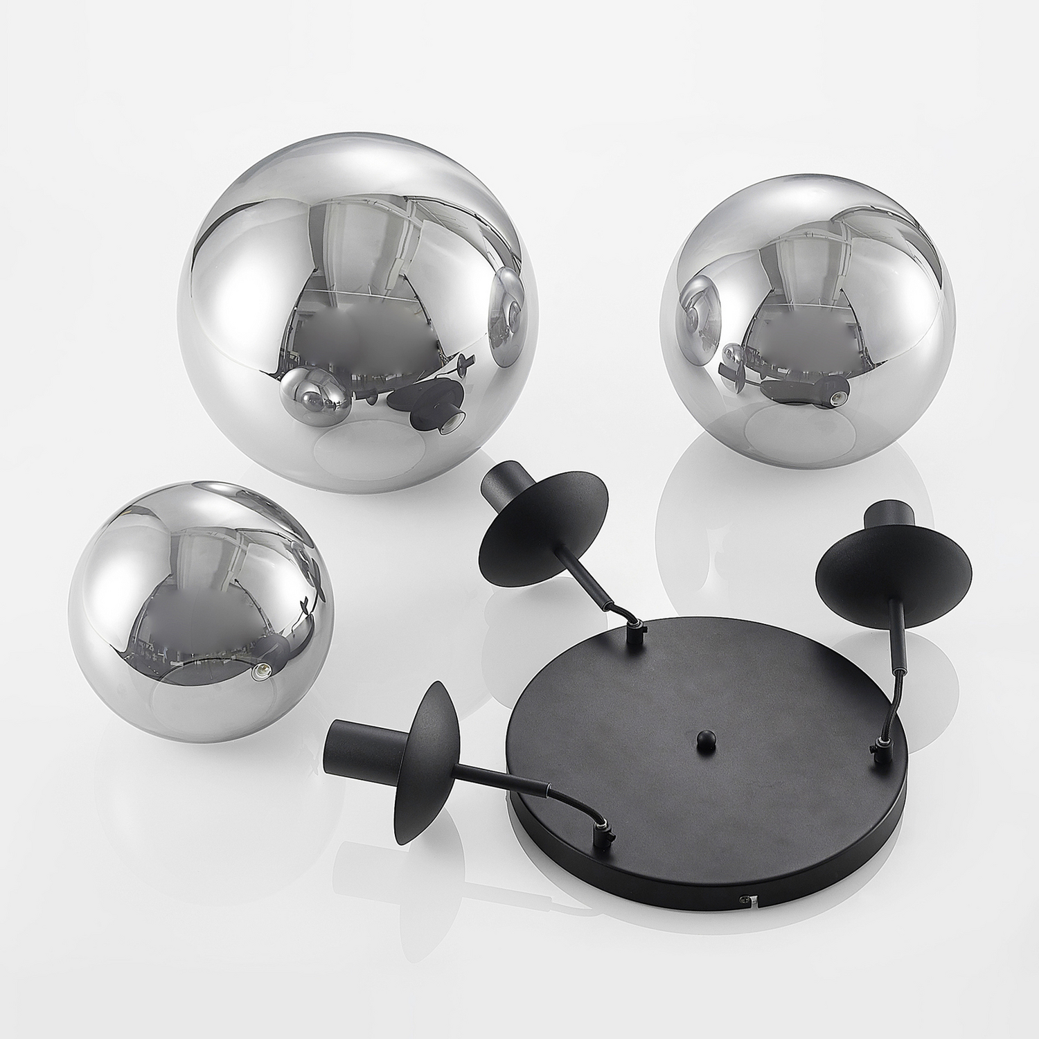 Suspension Lindby Teeja de catégorie B avec 3 globes en verre, lampe, suspension, IP20, Rauchg297