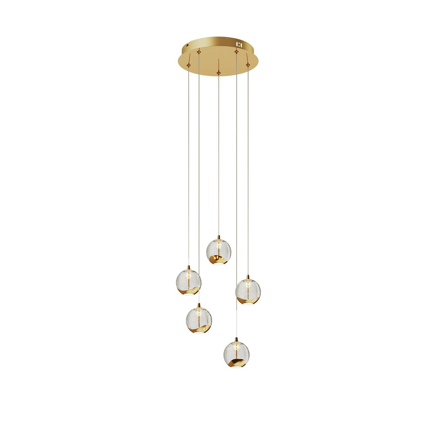 Suspension LED Lucande Hayley, lampe suspendue, plafonnier, 5 lumières, verre G462 (qualité B) 