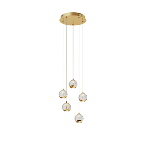 Suspension LED Lucande Hayley, lampe suspendue, plafonnier, 5 lumières, verre G462 (qualité B) 