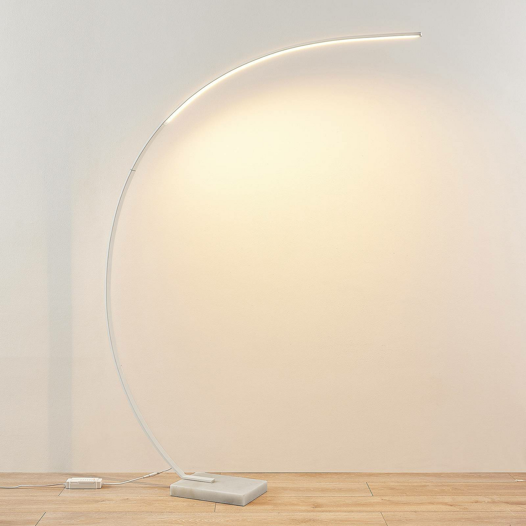 Lindby Kendra LED-Bogenstehleuchte Stehlampe Standleuchte Stehleuchte Lampe weiß