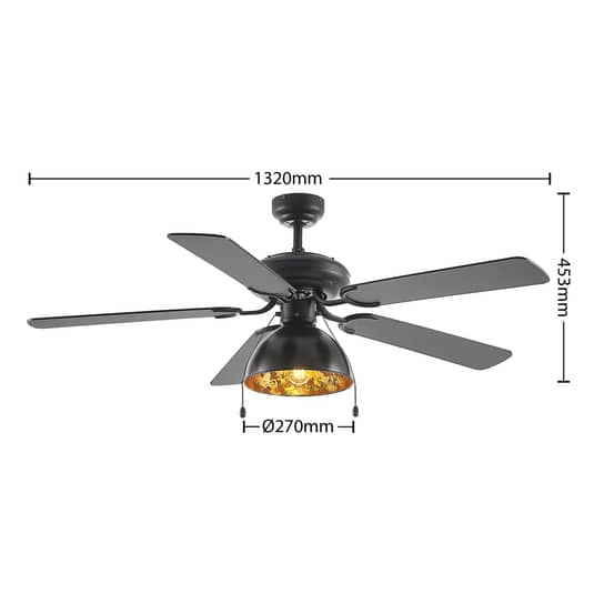 B-Ware Starluna Shamoian Deckenventilator Deckenlampe Ventilator Leuchte Schwarz/G237