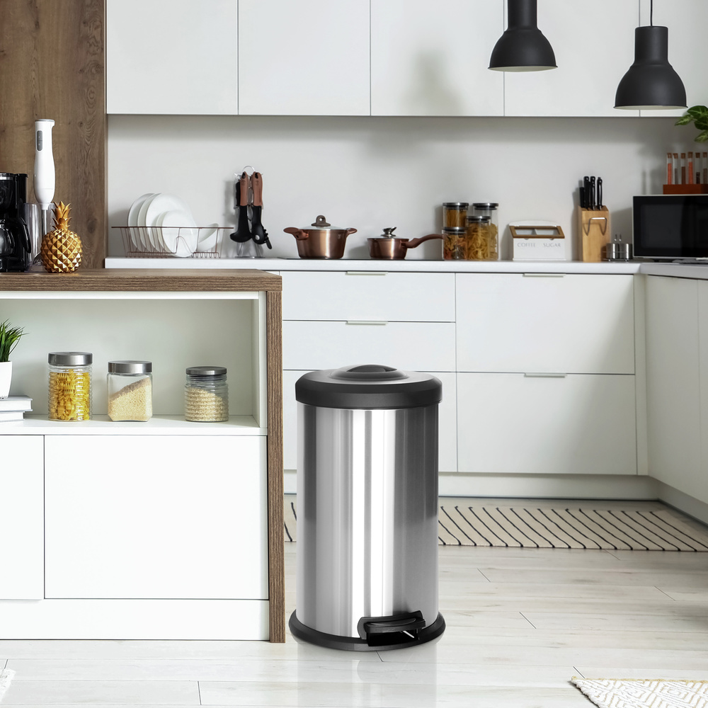 Hjh Office Abfallsammler Mülleimer Müllbehälter 40 L Silber Stahl B-Ware - 4064323036449