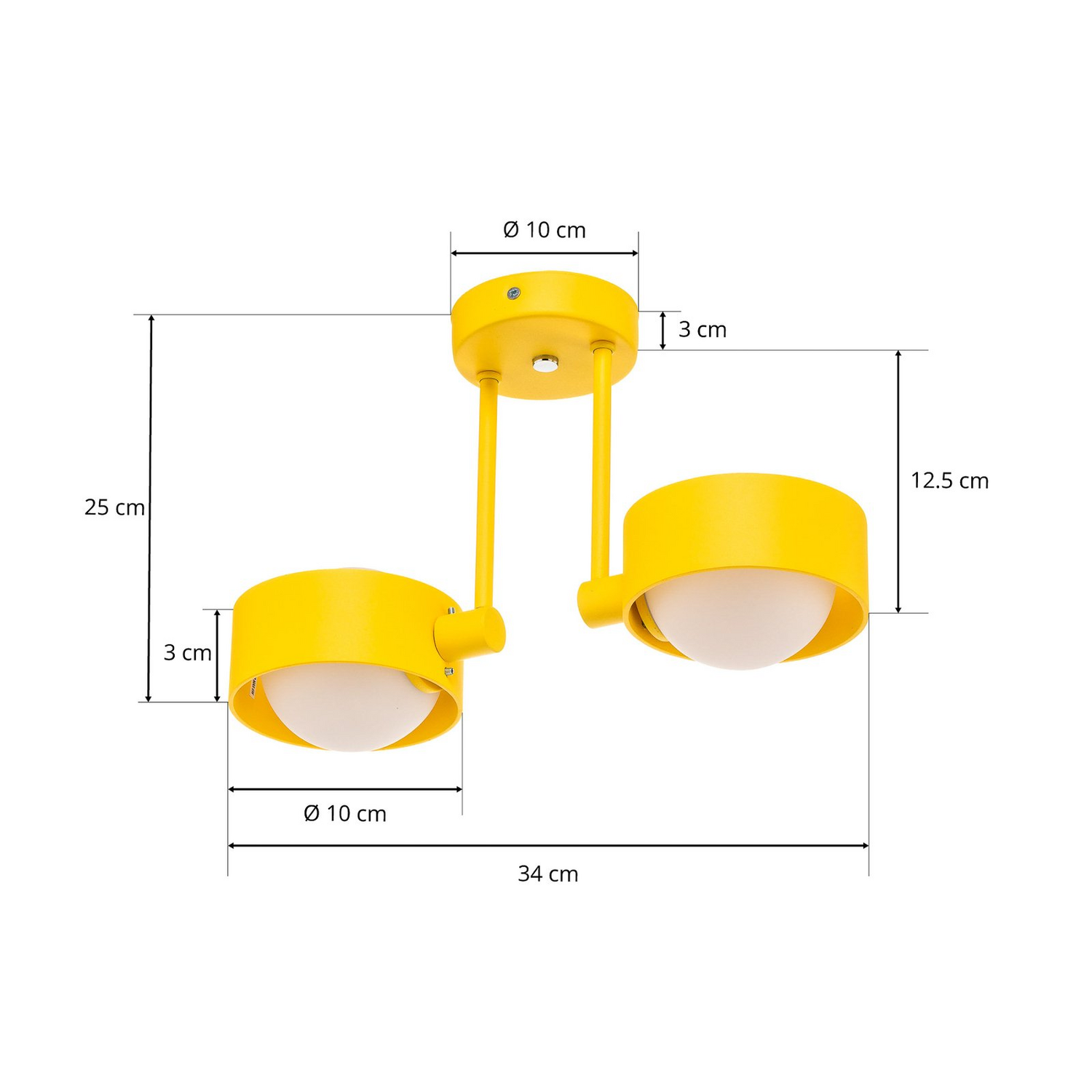 B-Ware Argon Deckenleuchte Mado Deckenlampe Deckenlicht Lampe Stahl Gelb Zweiflammig