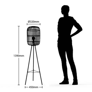 B-Ware Lindby Canyana Stehleuchte Aus Rattan, Leuchte Lampe Stehlampe Ip20 E27 Natur