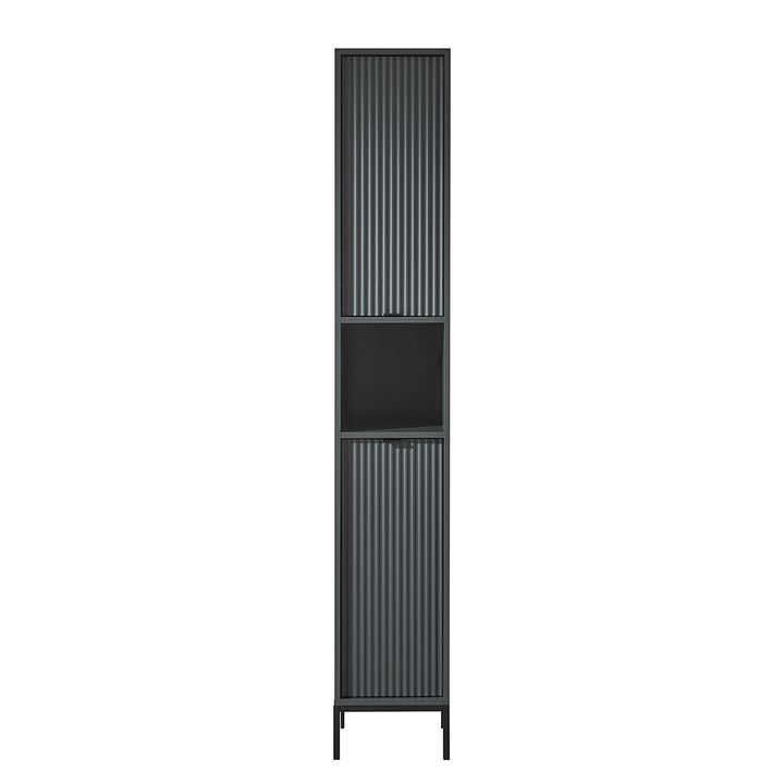 Casa Hochschrank Juvara Schrank Kommode Vitrine Sideboard Deko Möbel Matt Grau