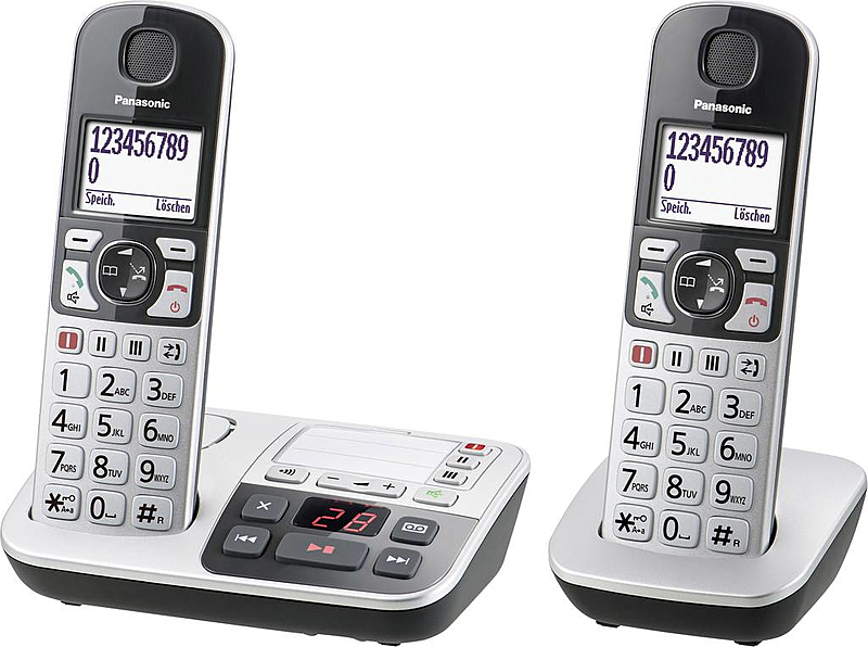 Panasonic KX-TGE522GS Schnurloses Seniorentelefon Anrufbeantworter Silberschwarz