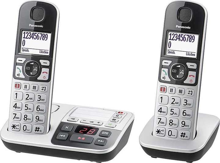Panasonic KX-TGE522GS Schnurloses Seniorentelefon Anrufbeantworter Silberschwarz