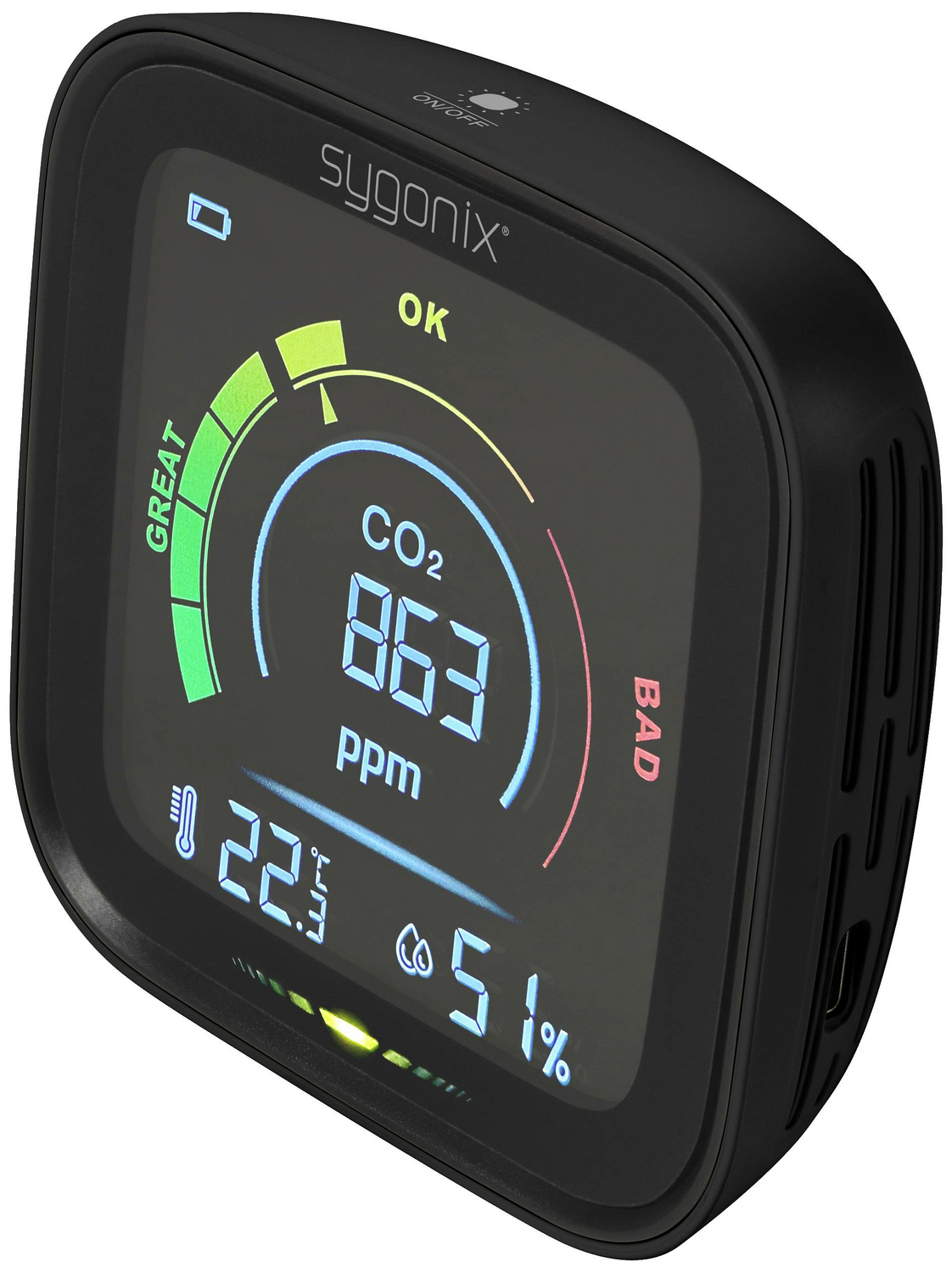 B-Ware Sygonix Thermo /Hygrometer Co2 Messgerät Messgerät Mit Co2 Angabe 400ppm Schw949
