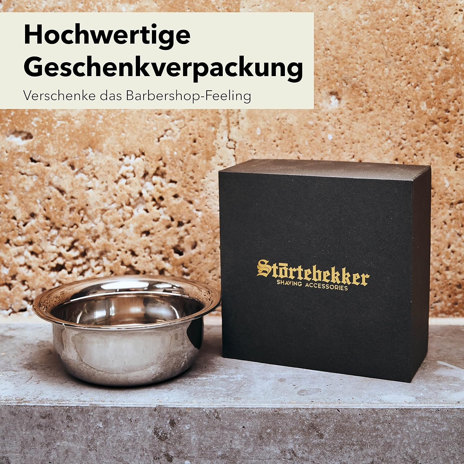 Bol à raser Störtebekker, soin de la barbe, porte-savon à raser, acier inoxydable 322