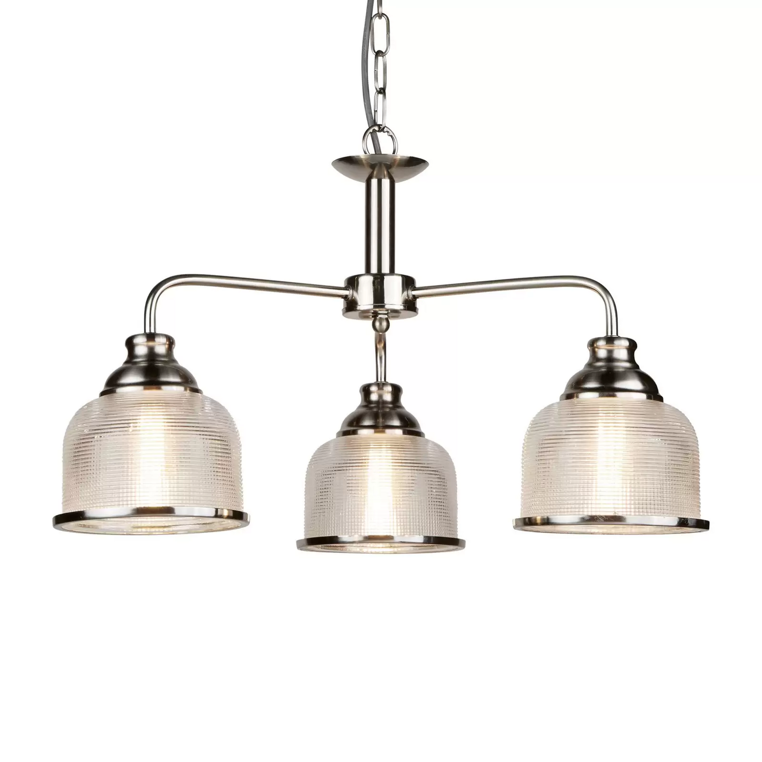 Searchlight Pendelleuchte Bistro Ii Silber/Riffelglas Pendellampe Lampe Leuchte B-Ware - 5053423095134