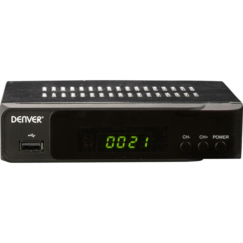 Récepteur satellite Denver DVB-S 206 HD avec port USB frontal, télécommande multimédia et télécommande (155 pièces détachées).