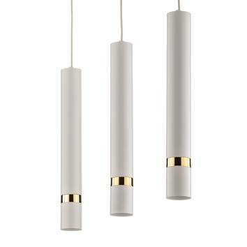 Luminex Pendelleuchte Rondo Hängeleuchte Hängelampe Weiß Gold Dreiflammig Lang B-Ware - 5907565915471