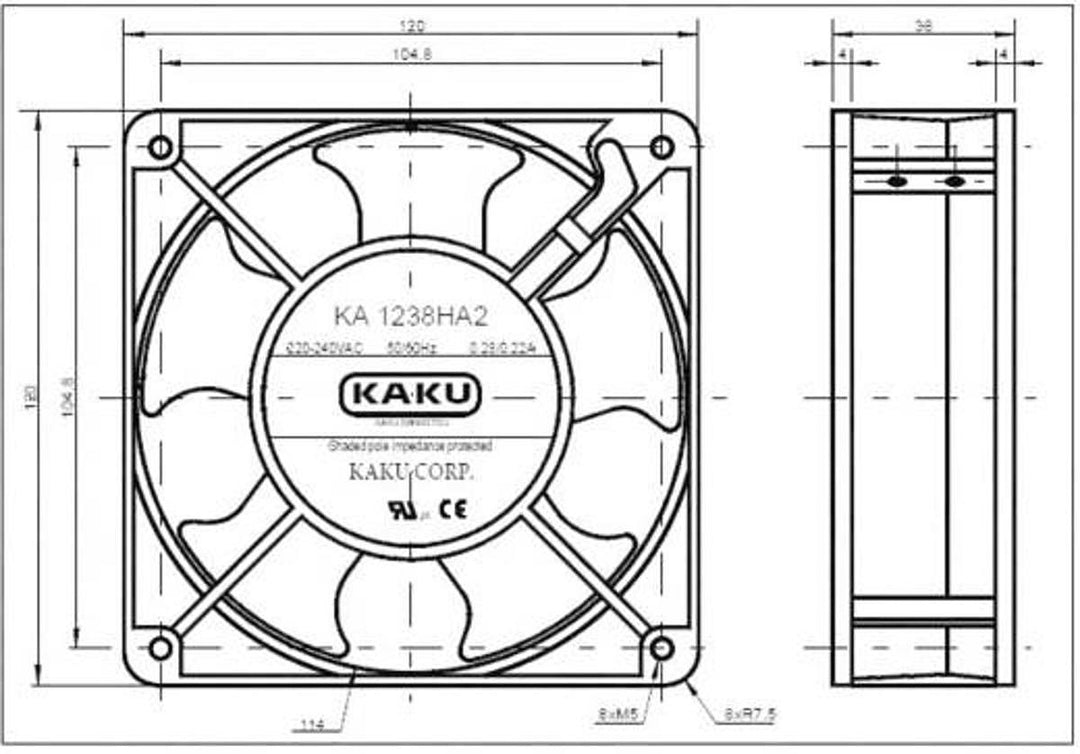 SEPA KA1238XA2BMT Axiallüfter 230 V/AC 178 m³/h L x B x H 120 x 120 x 38 mm