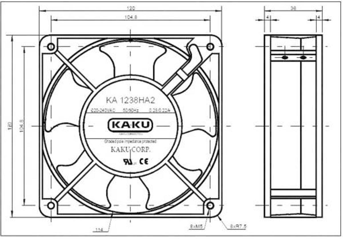B-Ware Sepa Ka1238 Xa2 Bmt Axiallüfter 230 V/Ac 178 M³/H L X B X H 120 X 120 X 38 Mm