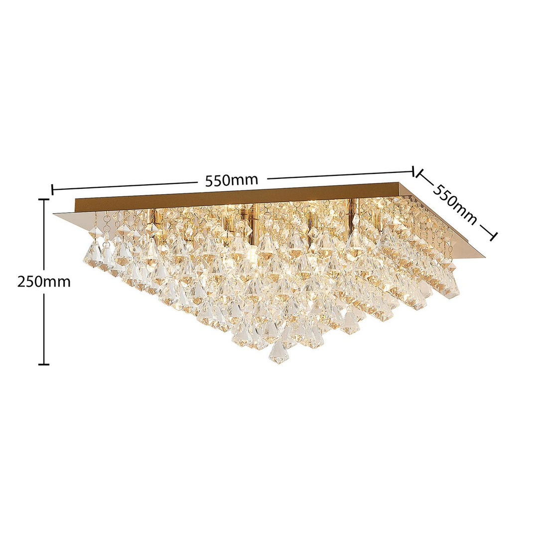 Lindby Rimedia Kristall-Deckenlampe Deckenlampe Lampe Leuchte gold 55cm