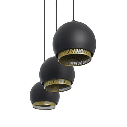 Lucande Sivanel Hängeleuchte Hängeleuchte Lampe Leuchte Dreiflammig Gold Schwarz B-Ware - 4251911726336