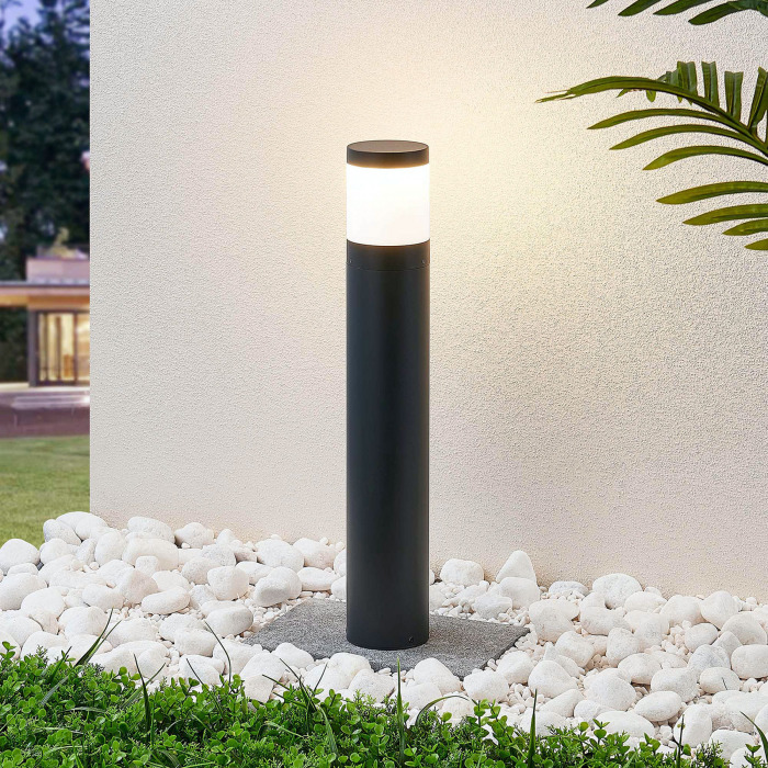 Lindby LED-Wegeleuchte Wegelampe Lampe Leuchte Garten Nitalia rund dunkelgrau