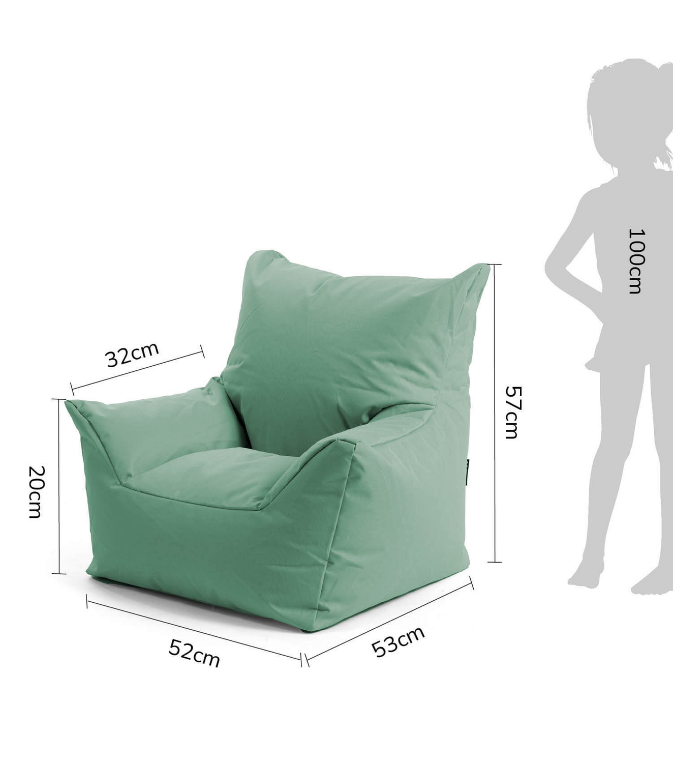 Mokebo Kindersessel Sitzsack Kinder Lesesessel Kindersitzsack Grün Outdoor B-Ware