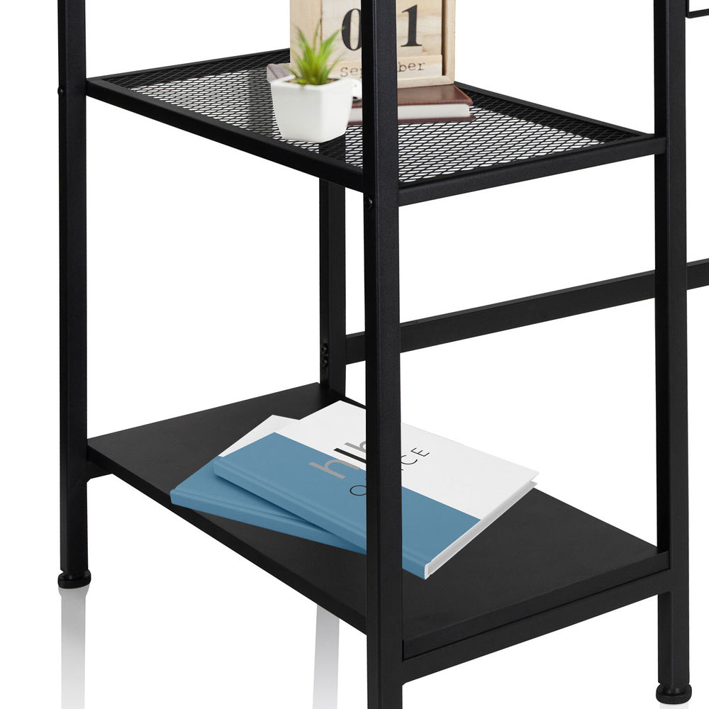 hjh OFFICE Schreibtisch Tisch WORKSPACE 120x60 cm Seitenregal schwarz braun - 4064323013648