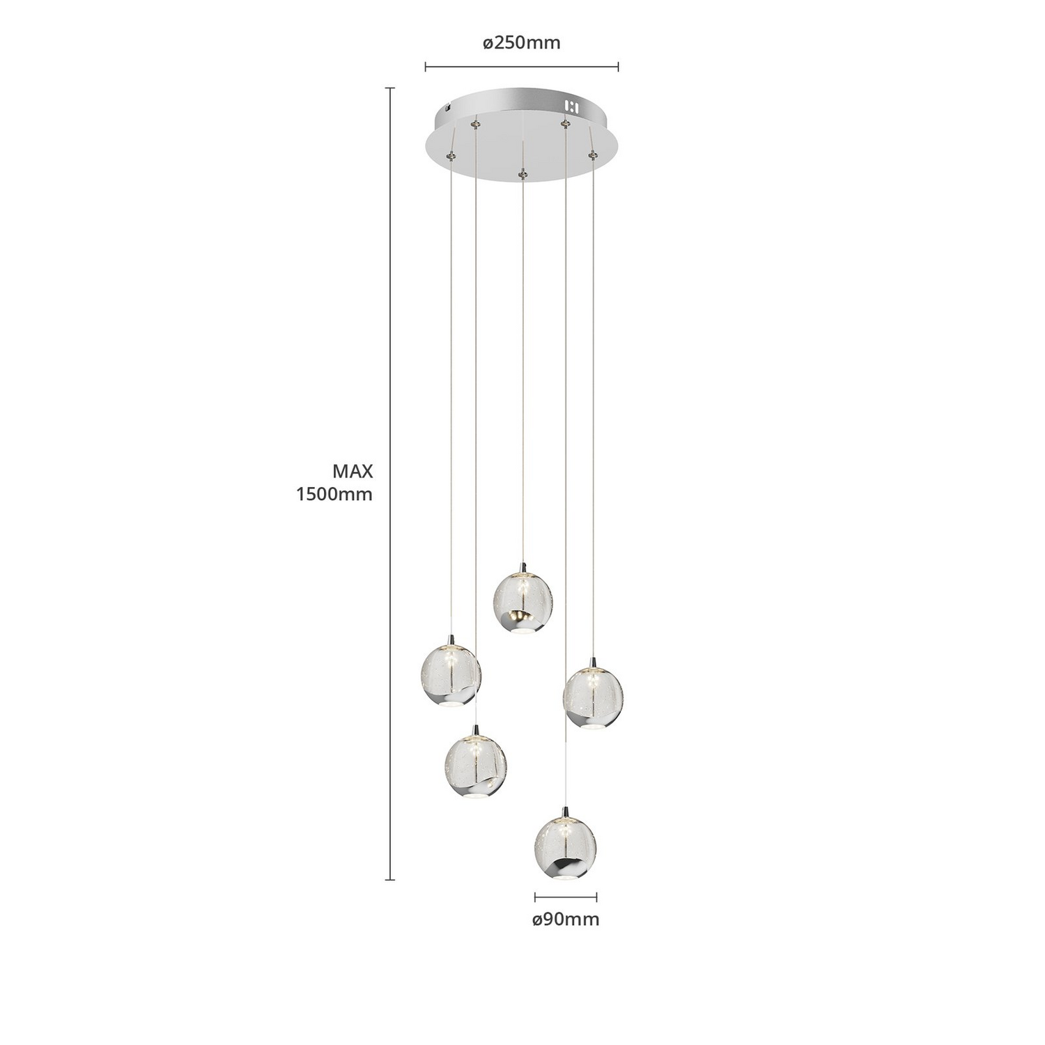 B-Ware Lucande Pendelleuchte Hängelampe Led Glas Chrom Wohnbereich Tischbeleuchtung