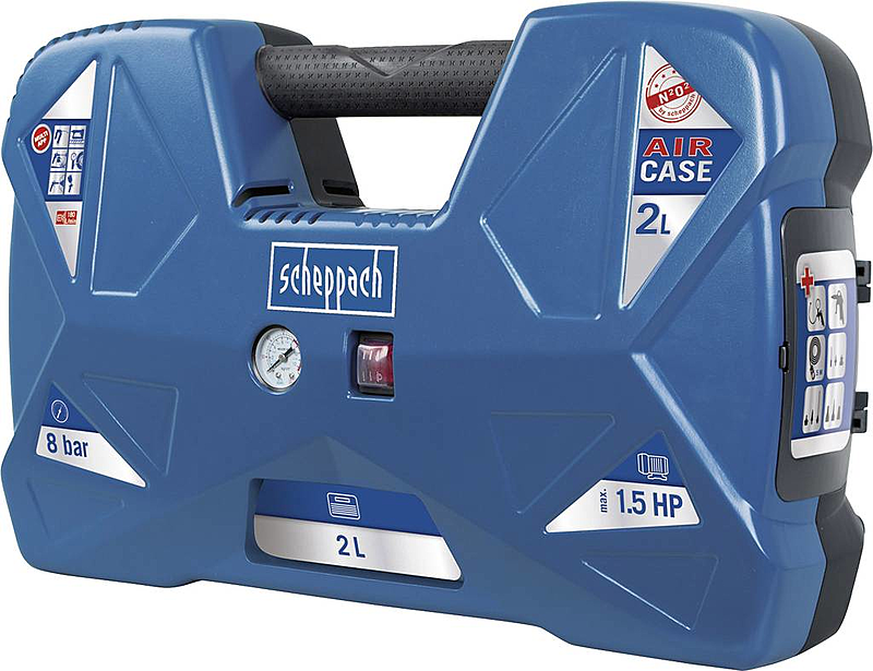 B-Ware Scheppach Druckluft Kompressor Aircase 2 L 8 Bar Ansaugleistung 180 L/Min Luft