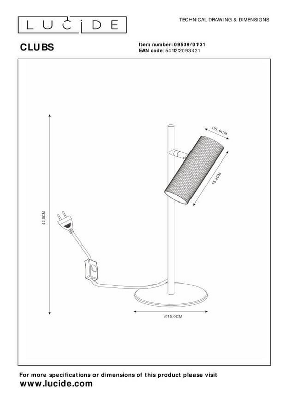 Lucide CLUBS Tischlampe Tischleuchte Lampe Leuchte Tischlicht Schreibtischlampe