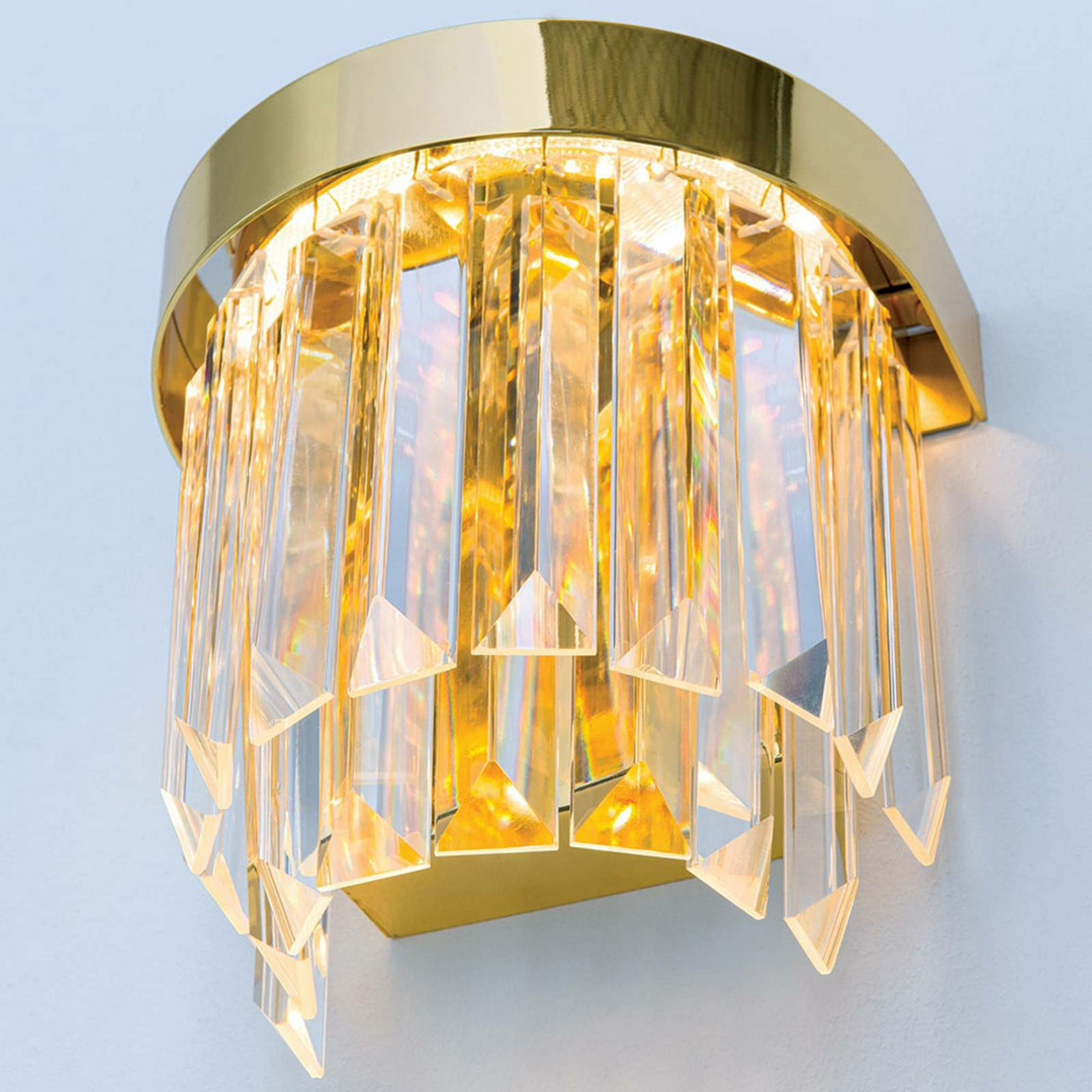 LED-Wandleuchte Prism Wandlampe Lampe Leuchte mit Kristallen Up Down Light Gold