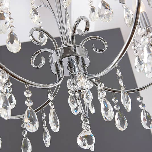 Lucande Kronleuchter Deckenlampe Deckenleuchte Solveig Mit Kristallen 5 Fl Chrom B-Ware