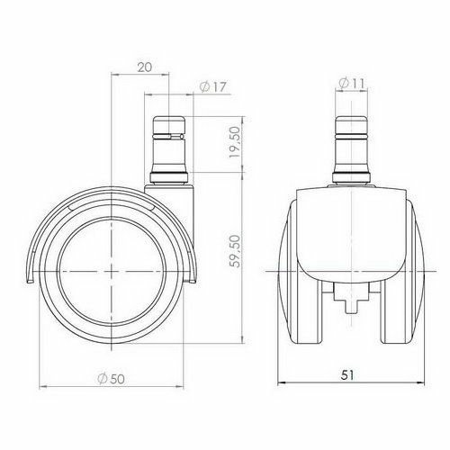 Hjh Office 5x Rolo Fix 11mm/50mm Hartböden Stuhlrollen Schwarz B-Ware - 4260182537718