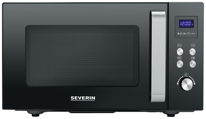 Severin MW Mikrowelle Schwarz Edelstahl 900 W Grillfunktion flacher Glasboden