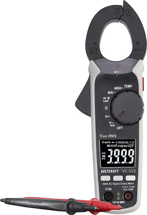 Pince ampèremétrique Voltcraft VC 522 de seconde main, calibrée numériquement selon la norme d'usine Cat III 60584
