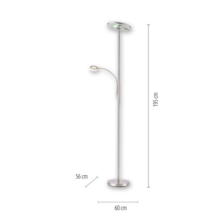 LOLA Smart LED-Deckenfluter LOLAsmart Rocco Stehlampe Lampe mit Leselampe silber