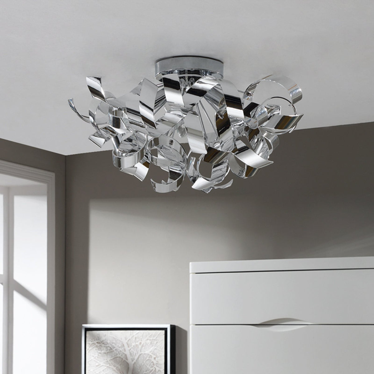 Lindby Deckenlampe Elviro Wohnzimmerleuchte Deckenlampe Hängelampe E14 chrom - 4251096516425