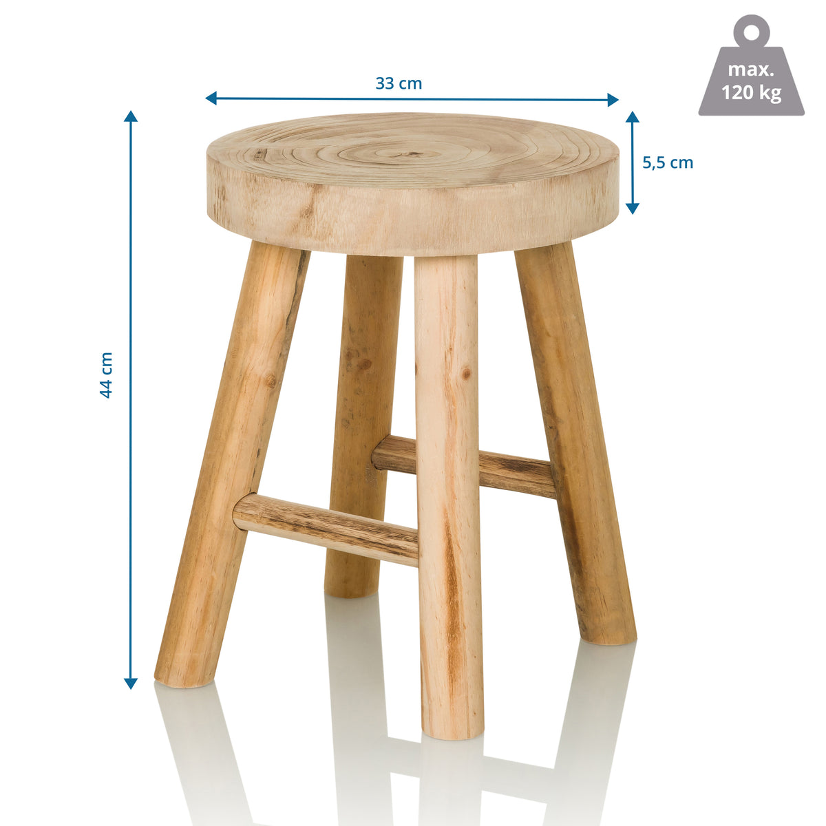 hjh LIVING RUSTIKO W Sitzhocker Hocker Holzhocker Sitz Schemel - 4064323037972