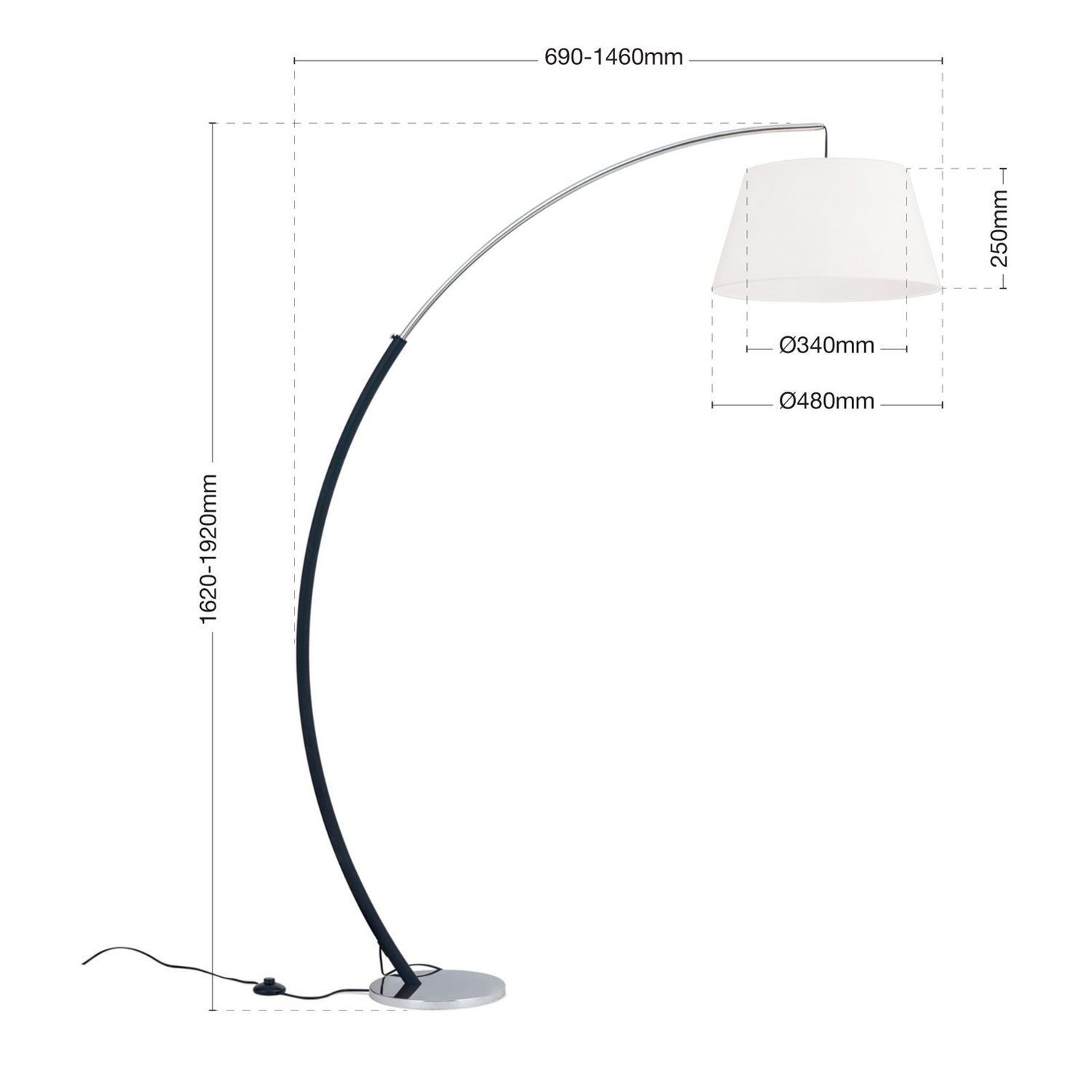 Philipp Bogenleuchte mit Stoffschirm Bogenlampe Leuchte Lampe SIEHE TEXT/FOTO