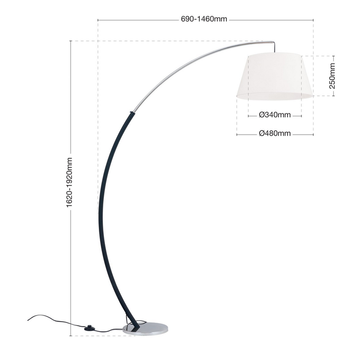 Philipp Bogenleuchte mit Stoffschirm Bogenlampe Leuchte Lampe SIEHE TEXT/FOTO