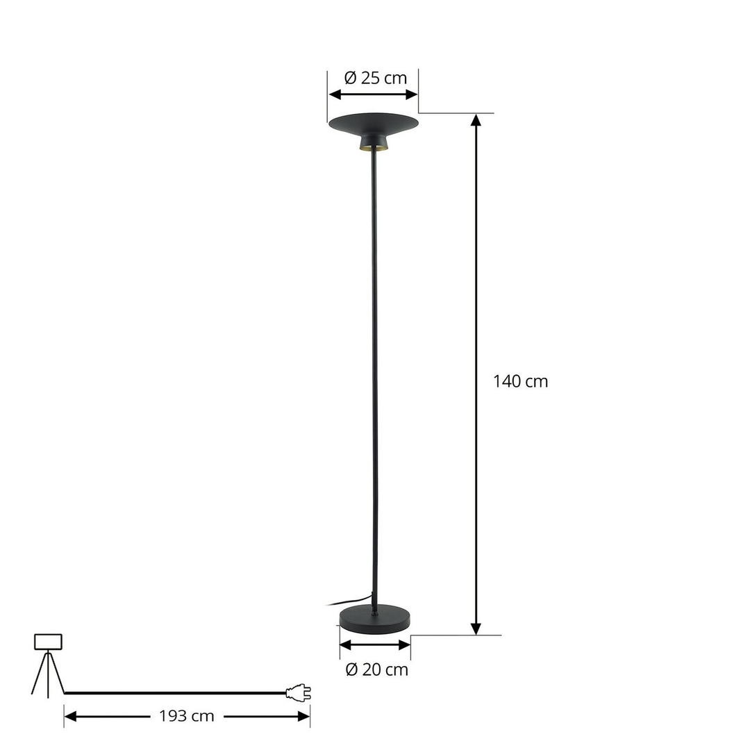 Lindby LED-Stehleuchte Norvind schwarz Metall 1-flammig Stehlampe Lampe Leuchte