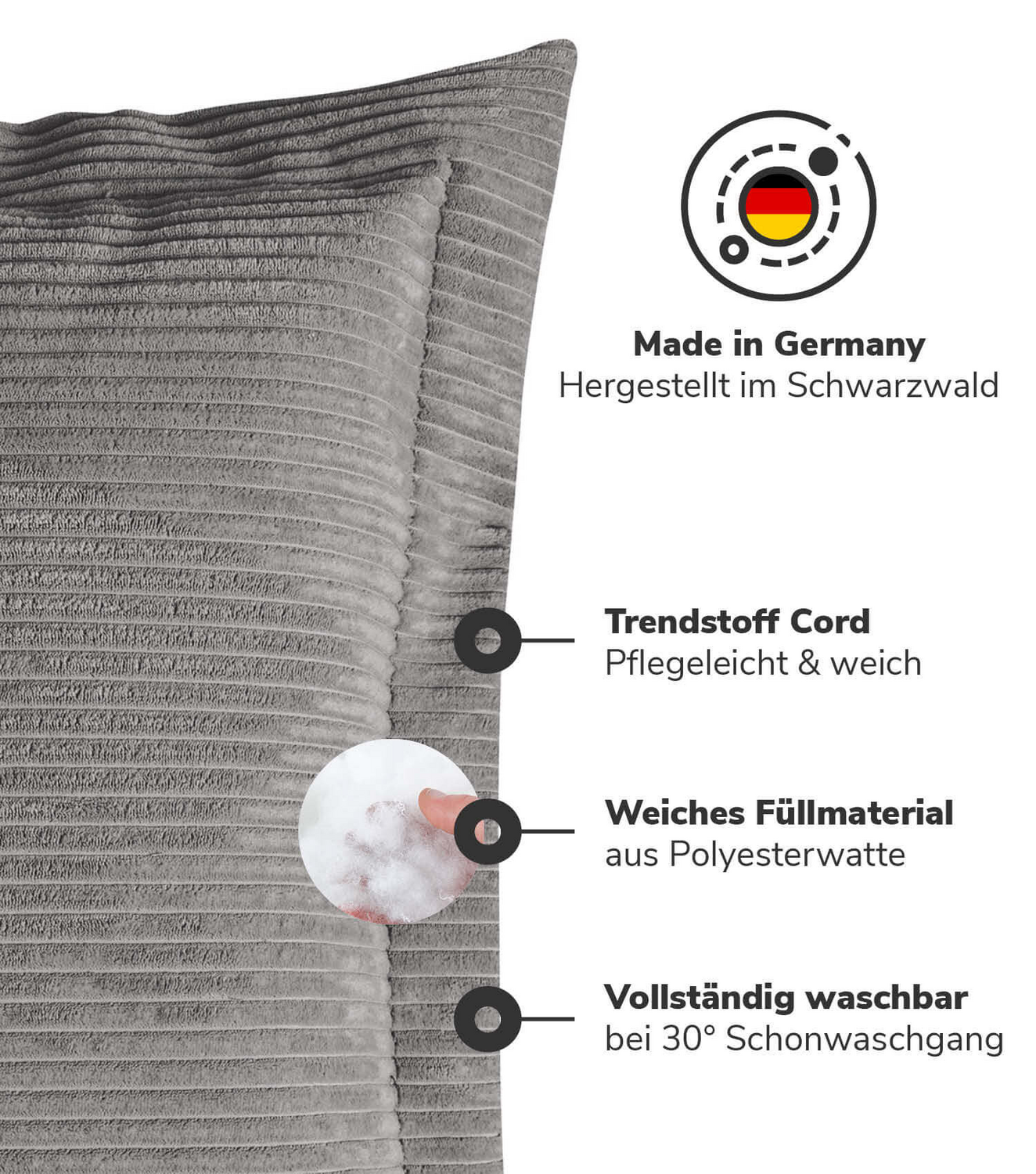 B-Ware Mokebo Sofakissen Cord 'Das Wölkchen' Kissen Couchkissen Sofakissen - 4262436123487