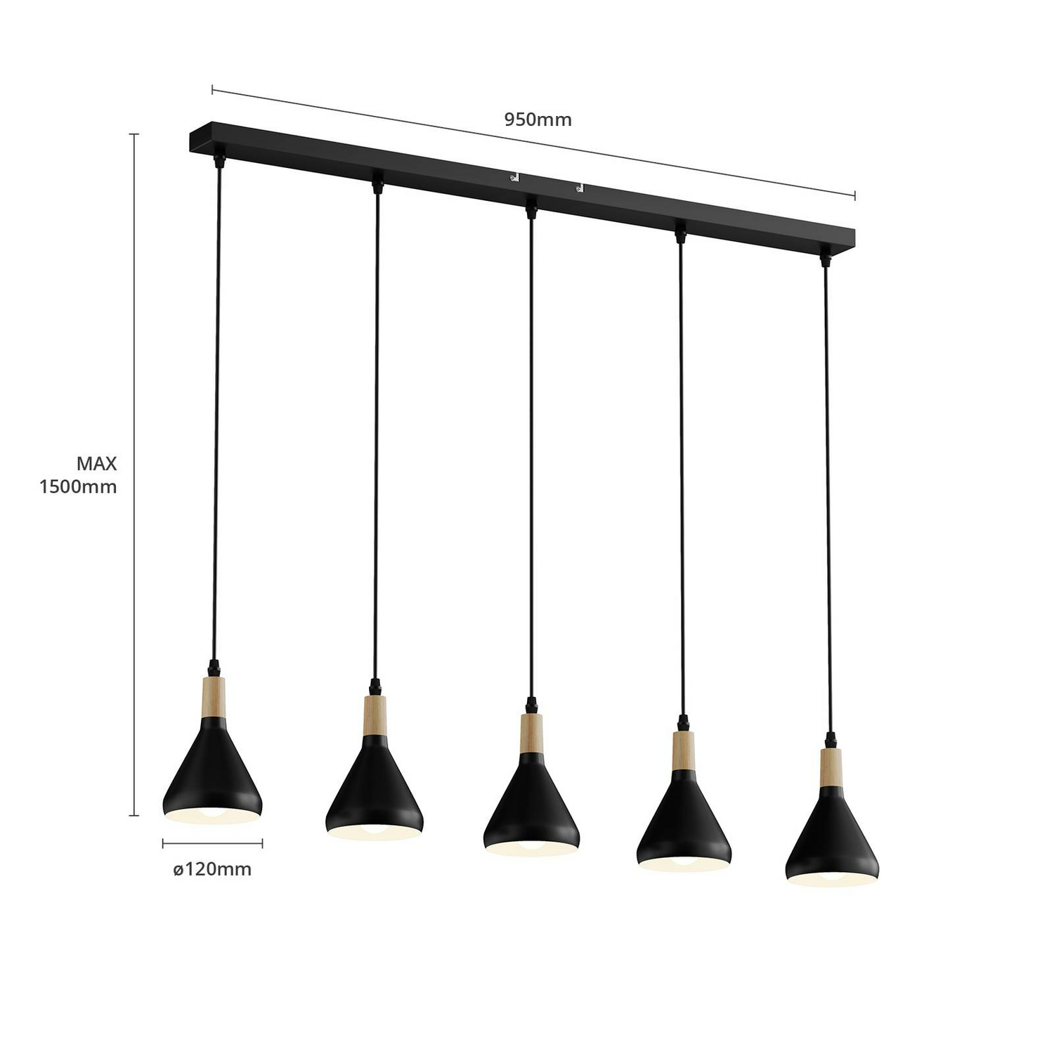 B-Ware Lindby Led Pendelleuchte Arina Hängeleuchte Deckenlampe Lampe Schwarz 5 Flammig