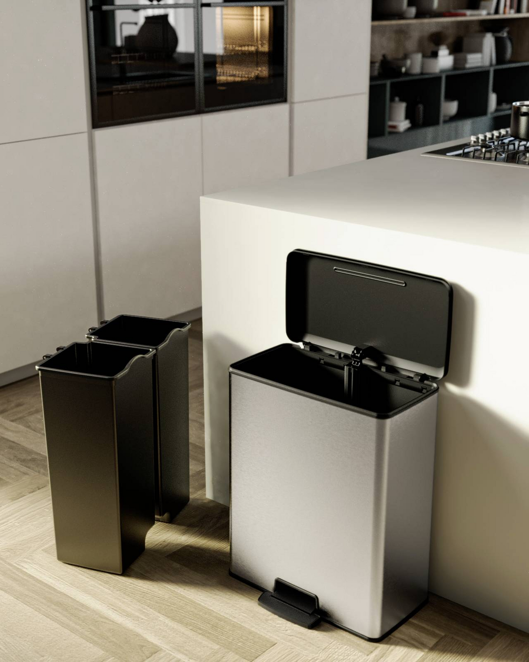 Curver Deco Bin Slim 254619 Mülleimer 52 L 486 X 615 X 284 Mm Silber Eimer B-Ware