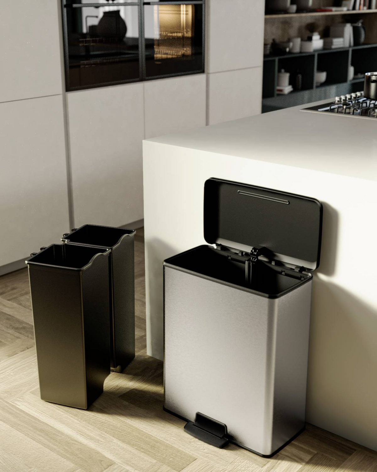 B-Ware Curver Deco Bin Slim 254619 Mülleimer 52 L 486 X 615 X 284 Mm Silber Eimer